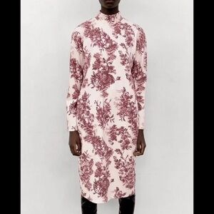 Zara Burgundy Floral Maxi Dress